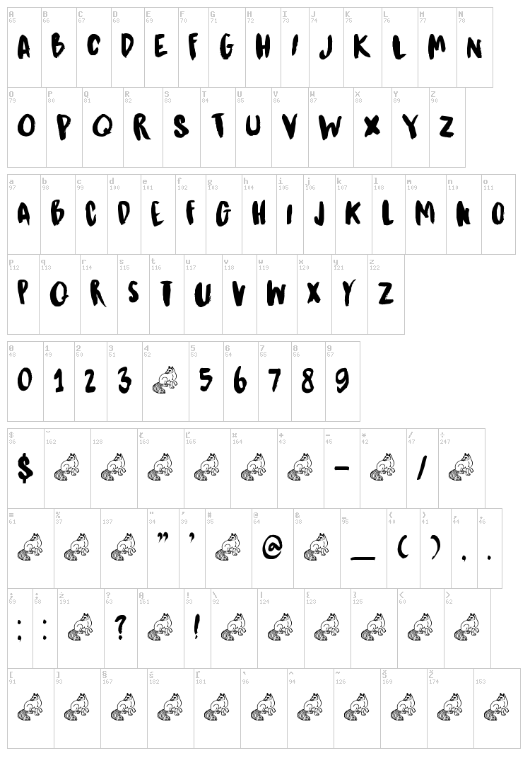 DK Kitsune Tail font map